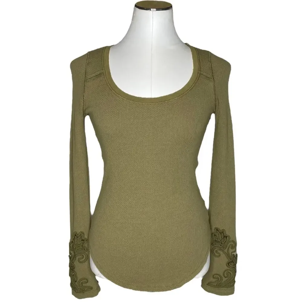 Free People Masquerade Cuff Long-Sleeve Thermal Tee